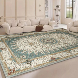 Ameha Extra Large Rug For Living Room Bedroom Area Floor Carpet Non Slip Cashmere Willow Teal Geometric Printed Rugs, 240X320 Cm - thumbnail 9