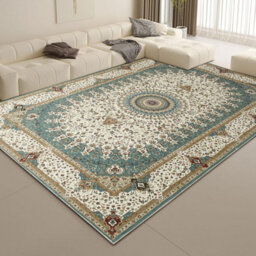 Ameha Extra Large Rug For Living Room Bedroom Area Floor Carpet Non Slip Cashmere Willow Teal Geometric Printed Rugs, 240X320 Cm - thumbnail 4