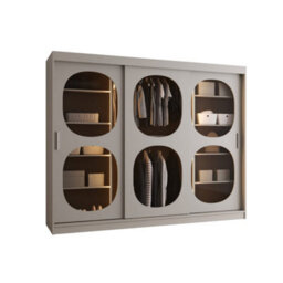 Arte Bahrain Ii Cashmere Sliding Door Wardrobe 250Cm - Calming Smoked Glass Wardrobe With Three Doors And Versatile Storage - thumbnail 5