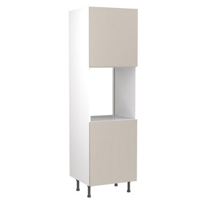 Kitchen Kit Single Oven Tall Housing Unit 600mm W/ Slab Cabinet Door - Super Matt Light Grey - image 1
