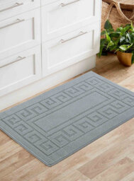 Ivy Washable Greek Key Design Anti Slip Doormats Dark Grey 60X110 Cm - thumbnail 1