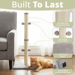 Daisy & Max Cat Scratching Post 86Cm, Tall Sisal Cat Scratcher With Plush Sturdy Base & Hanging Toys, Durable Cat Toys - thumbnail 5