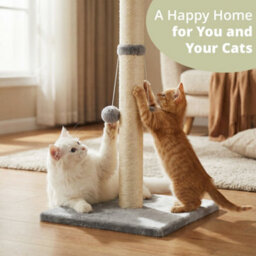 Daisy & Max Cat Scratching Post 86Cm, Tall Sisal Cat Scratcher With Plush Sturdy Base & Hanging Toys, Durable Cat Toys - thumbnail 7