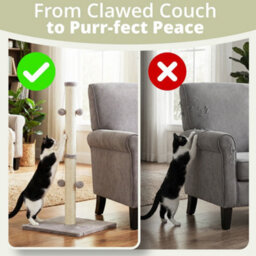 Daisy & Max Cat Scratching Post 86Cm, Tall Sisal Cat Scratcher With Plush Sturdy Base & Hanging Toys, Durable Cat Toys - thumbnail 4