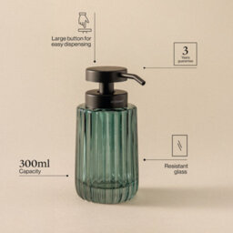 Cosmic Soap Dispenser, 300Ml, Resistant Glass, Large Button, Easy Refill, Grey, Lido Collection - thumbnail 2