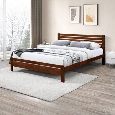 Furniturebox Uk Declan Walnut Stain Solid Pine King Size Bed Frame - image 1