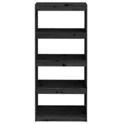 Berkfield Book Cabinet/room Divider Black 60X30X135.5 Cm Solid Wood Pine - thumbnail 5