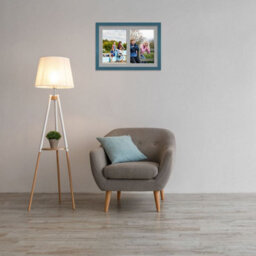 AK Frames 20X14 Navy Blue Modern Multi Photo Frame With Silver Mount - Holds 2 Apertures (2X) A4 Photos - thumbnail 3