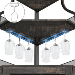 Corner Bar Cabinet With Wine Rack & Glass Holder,4 Tier Bar Unit With Mesh Door - thumbnail 2