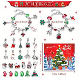 Amorly 24-Day Christmas Countdown Advent Calendar - Surprise Diy Bracelet Kit With Zinc Alloy Charms, Antique Silvery Finish - thumbnail 4