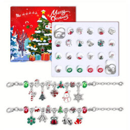 Amorly 24-Day Christmas Countdown Advent Calendar - Surprise Diy Bracelet Kit With Zinc Alloy Charms, Antique Silvery Finish - thumbnail 2