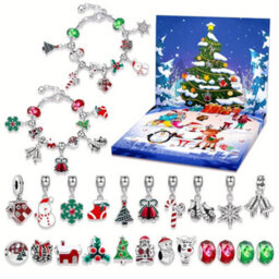 Amorly 24-Day Christmas Countdown Advent Calendar - Surprise Diy Bracelet Kit With Zinc Alloy Charms, Antique Silvery Finish - thumbnail 1