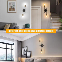 Pheashine Black And Gold 2-Light Ceiling Lamp, E27 Vintage Adjustable Flush Mount - thumbnail 4