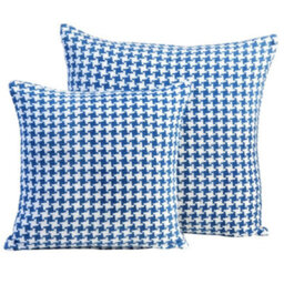 Homescapes Houndstooth 100% Cotton Cushion Cover Blue, 60 X 60 Cm - thumbnail 2