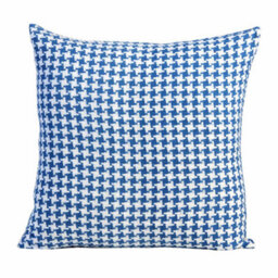 Homescapes Houndstooth 100% Cotton Cushion Cover Blue, 60 X 60 Cm