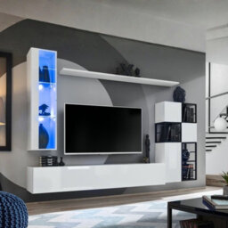 Switch Met Ii Living Room Wall Unit Set With Tv Cabinet Display Cabinet Shelves Hanging Cabinets Led Lighting White - thumbnail 2
