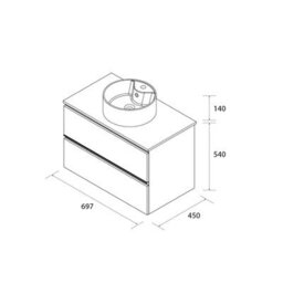 Cygnus bath Bequia Metal Vanity Unit 70Cm Oak Worktop Basin Ceramic - thumbnail 5