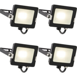 4 Pack Outdoor Waterproof Led Floodlight - 20W Cool White Led - Matt Black - thumbnail 1