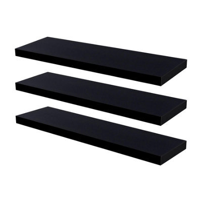 Harbour Housewares 100Cm Floating Wall Shelves- Black - Photo Gallery Bookshelf Wall Shelves For Storage & Display - Set Of 3 - image 1
