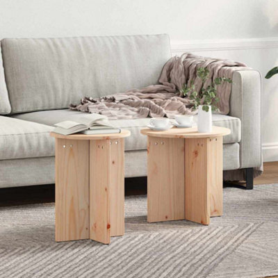 Berkfield Coffee Table 2 Pcs Natural Solid Pine Wood - image 1