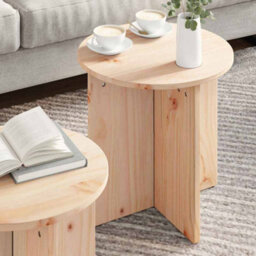 Berkfield Coffee Table 2 Pcs Natural Solid Pine Wood - thumbnail 4