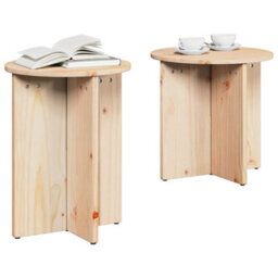 Berkfield Coffee Table 2 Pcs Natural Solid Pine Wood - thumbnail 3
