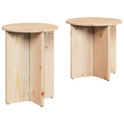 Berkfield Coffee Table 2 Pcs Natural Solid Pine Wood - thumbnail 2