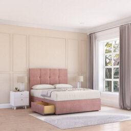 Sloomy Jasmine Pink Plush 4Ft Memory Foam Bed Set With 2 Drawers, Mattress & Headboard- Small Double - thumbnail 2