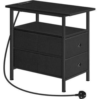 Bedside Table With Drawers And Charging Station Small Nightstand - image 1