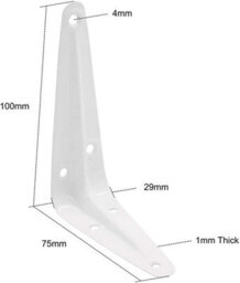 Shelf Bracket White 100X75mm   4X3 Inch Wall Mounted Shelving Support Corner Brackets, Multi Purpose Use, Pack Of 10 - thumbnail 3