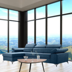 Idri L Shaped Corner Sofa Bed With Storage And Sprung Seating Blue Left Corner Side - thumbnail 1