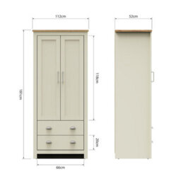 Timber Art Design Lisbon Cream 2 Door Double Wardrobe 2 Drawers - thumbnail 2