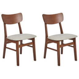 Beliani Set Of 2 Dining Chairs Anoka Wood Brown/ Beige - thumbnail 1
