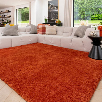 Loomed Machine Washable Shaggy Rug Luxury Terracotta Fluffy Mats 160Cm X 230Cm - image 1