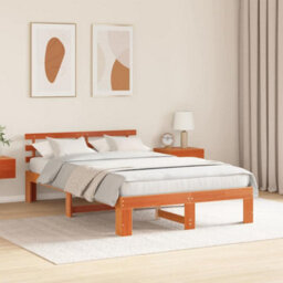 Berkfield Modern Pine Wood Bed Frame Wax Brown Solid Wood 120 X 190 Cm - thumbnail 4