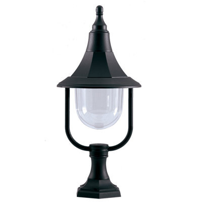 Elstead Shannon 1 Light Outdoor Coastal Pedestal Light Black Polycarbonate Ip44, E27