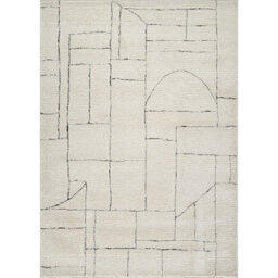 Livabliss Freud-Modern Ivory Black High Pile Living Dining Bedroom Rug 200 X 275 Cm Easy Care, Non Shedding - thumbnail 1
