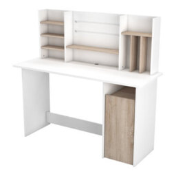 FurniComp LTD Furnicomp Renee 1 Door White And Brushed Oak Office Desk With Hutch - thumbnail 3
