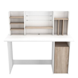 FurniComp LTD Furnicomp Renee 1 Door White And Brushed Oak Office Desk With Hutch - thumbnail 2