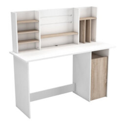 FurniComp LTD Furnicomp Renee 1 Door White And Brushed Oak Office Desk With Hutch - thumbnail 5