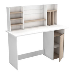 FurniComp LTD Furnicomp Renee 1 Door White And Brushed Oak Office Desk With Hutch - thumbnail 4