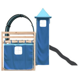 Berkfield Bunk Bed Without Mattress With Slide And Curtains Blue 90X190 Cm Single - thumbnail 9