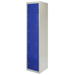 Metal Lockers 6 Doors Storage, Blue X Grey Metal - thumbnail 4