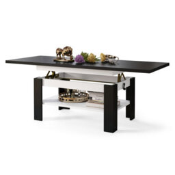 Heze Furniture Runa 2 In 1 Extending Coffee / Dining Table 130-170Cm - Black / White - thumbnail 5