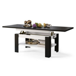 Heze Furniture Runa 2 In 1 Extending Coffee / Dining Table 130-170Cm - Black / White - thumbnail 6