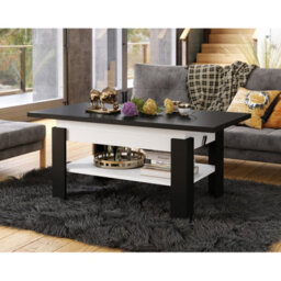 Heze Furniture Runa 2 In 1 Extending Coffee / Dining Table 130-170Cm - Black / White - thumbnail 2