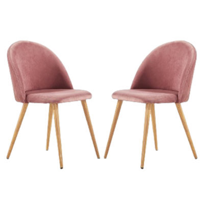Life Interiors Set Of 2 Rose Lucia Ergonomic Velvet Dining Chairs With Wooden Legs, Modern Upholstered Accent Chair