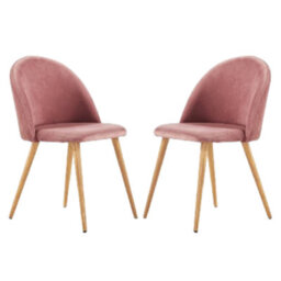 Life Interiors Set Of 2 Rose Lucia Ergonomic Velvet Dining Chairs With Wooden Legs, Modern Upholstered Accent Chair - thumbnail 1
