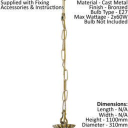 Stylish Bronzed Pendant Ceiling Light With Satin Glass Shade - thumbnail 2