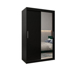 Arte Tokyo 02 Contemporary Mirrored 2 Sliding Door Wardrobe 5 Shelves 2 Rails Black Matt (H)2000mm (W)1200mm (D)620mm - thumbnail 1